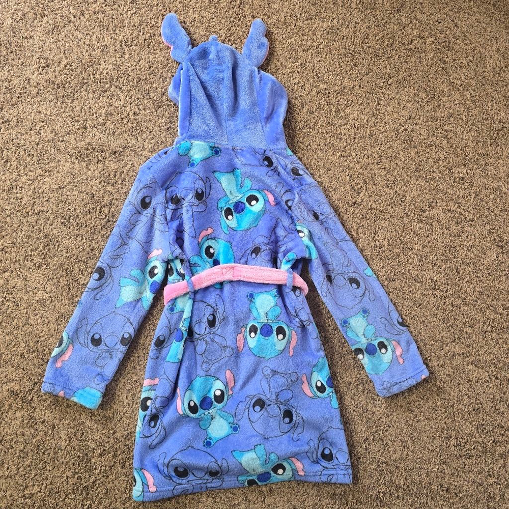 Girls Disney Stitch Robe Blue Pink Fleece Pajama Size 10 - Picture 3 of 3